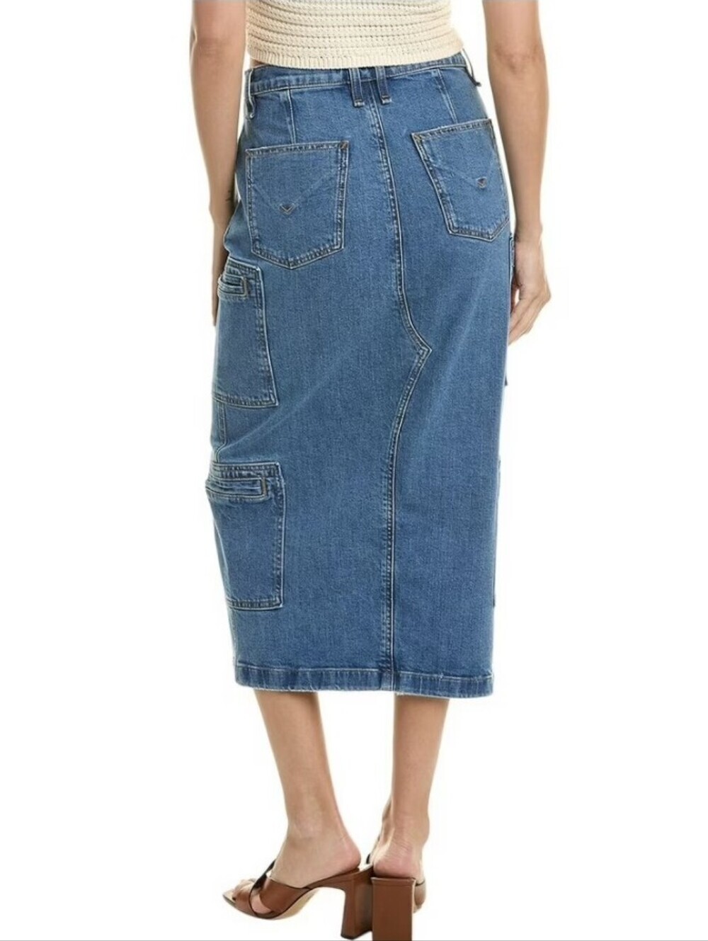 Hudson Jeans Blue Denim Pencil Skirt with Front Slit - Picture 6 of 6